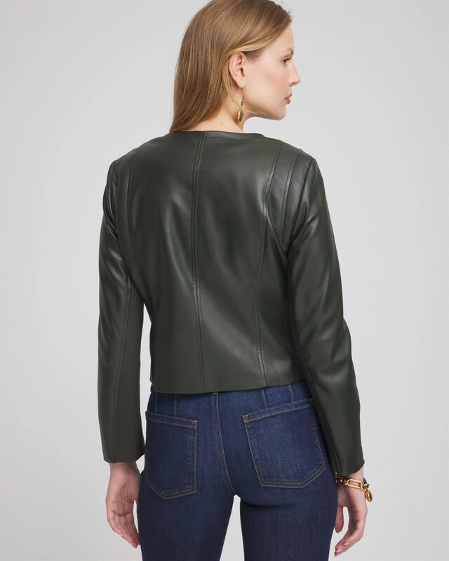 Faux Leather Knit Detail Jacket - image 3